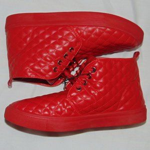 NWT Tim Evans England Red Quilted Hi-Top Sneakers